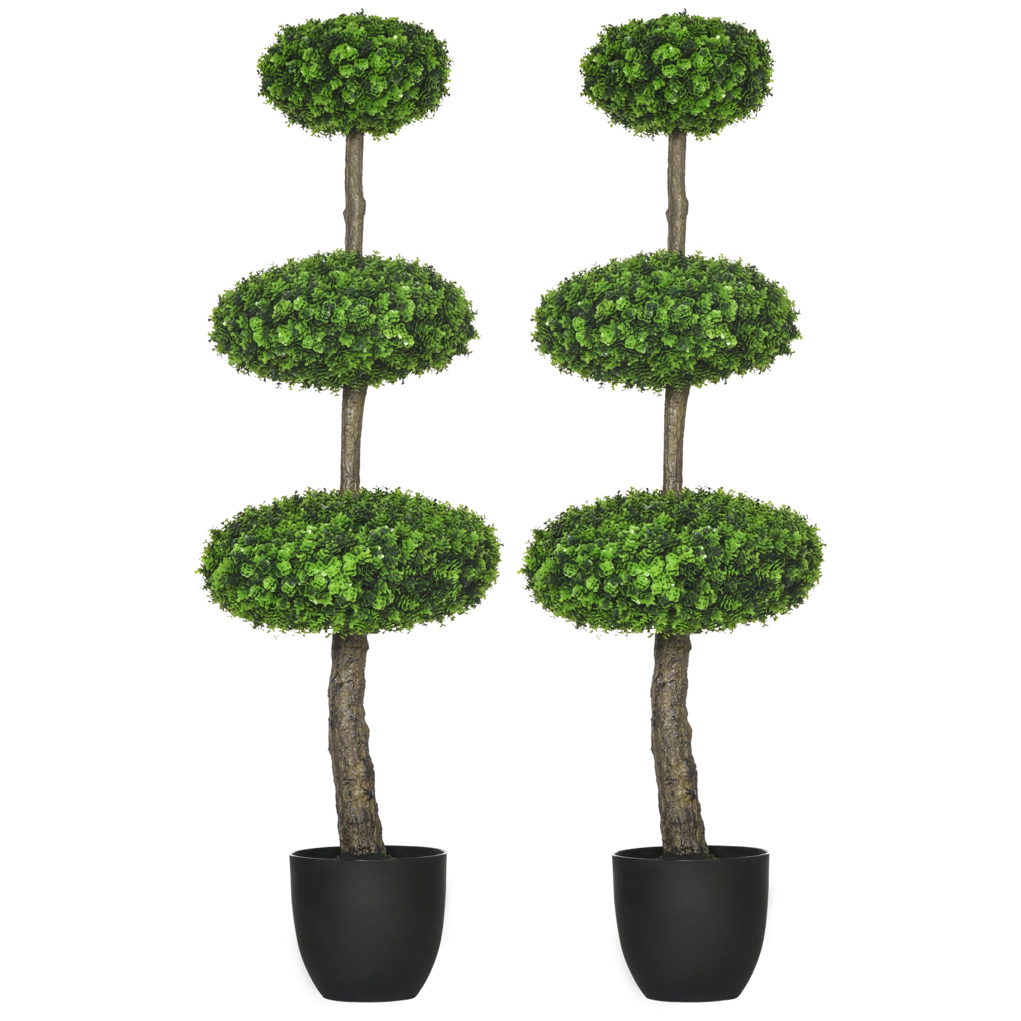 HOMCOM Set of 2 Artificial Boxwood Ball Topiary Trees - 110cm Decorative Fake Plants in Pot for Home Indoor Outdoor Decor - Green  | TJ Hughes