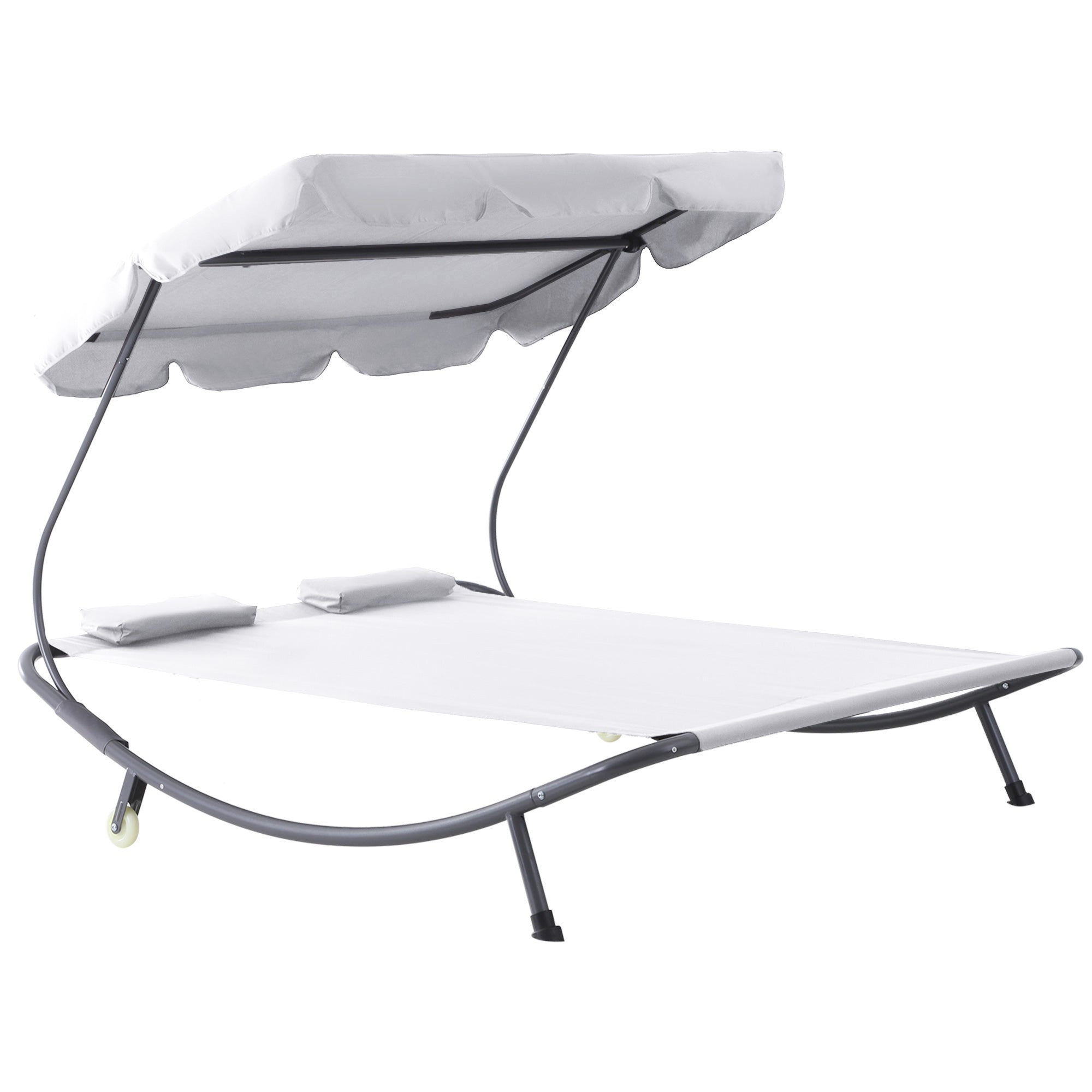 Outsunny Garden Double Hammock Sun Lounger Day Bed Canopy 2 Pillows w/ Stand New  | TJ Hughes