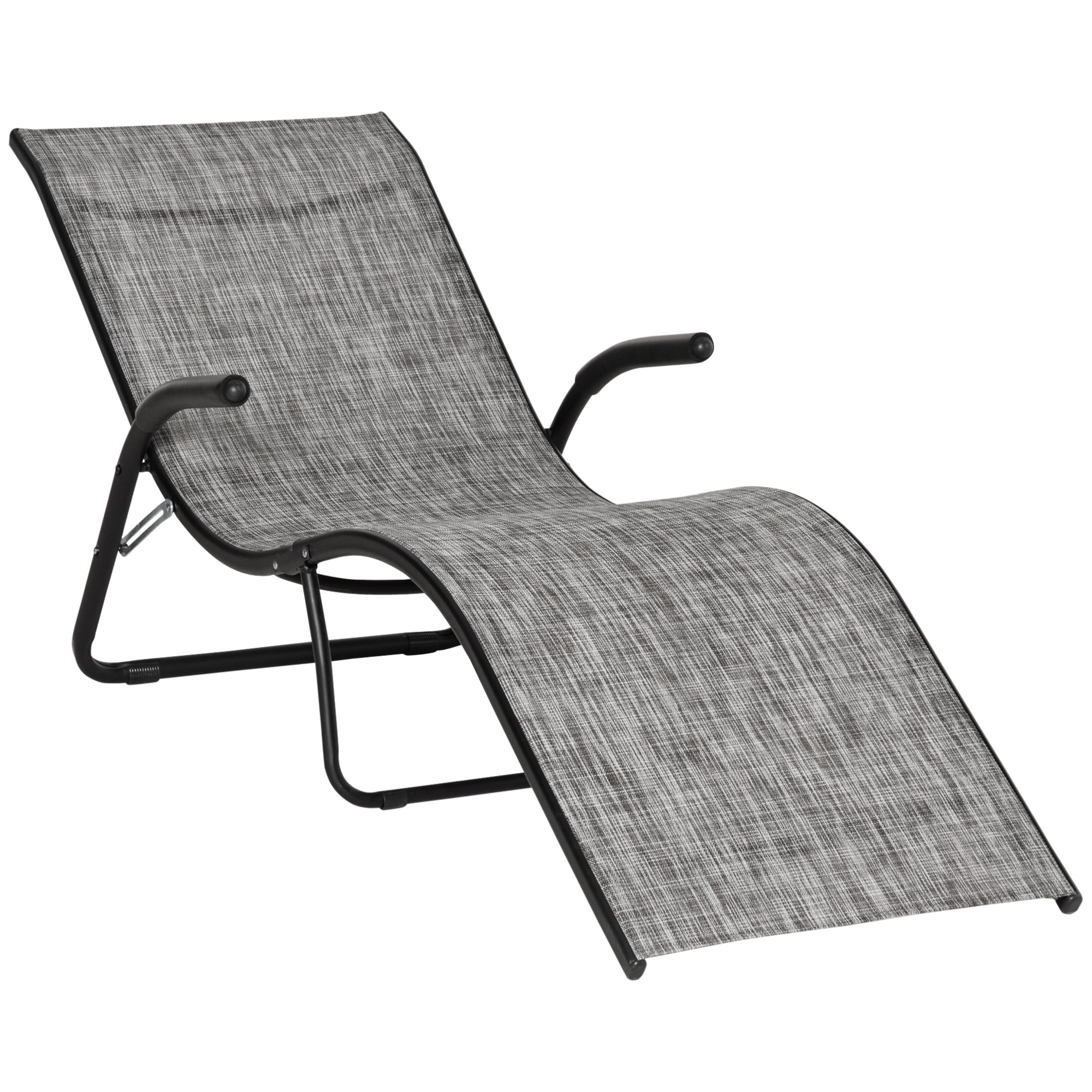 Outsunny Folding Lounge Chair - Outdoor Chaise Lounge for Beach - Poolside - Grey  | TJ Hughes