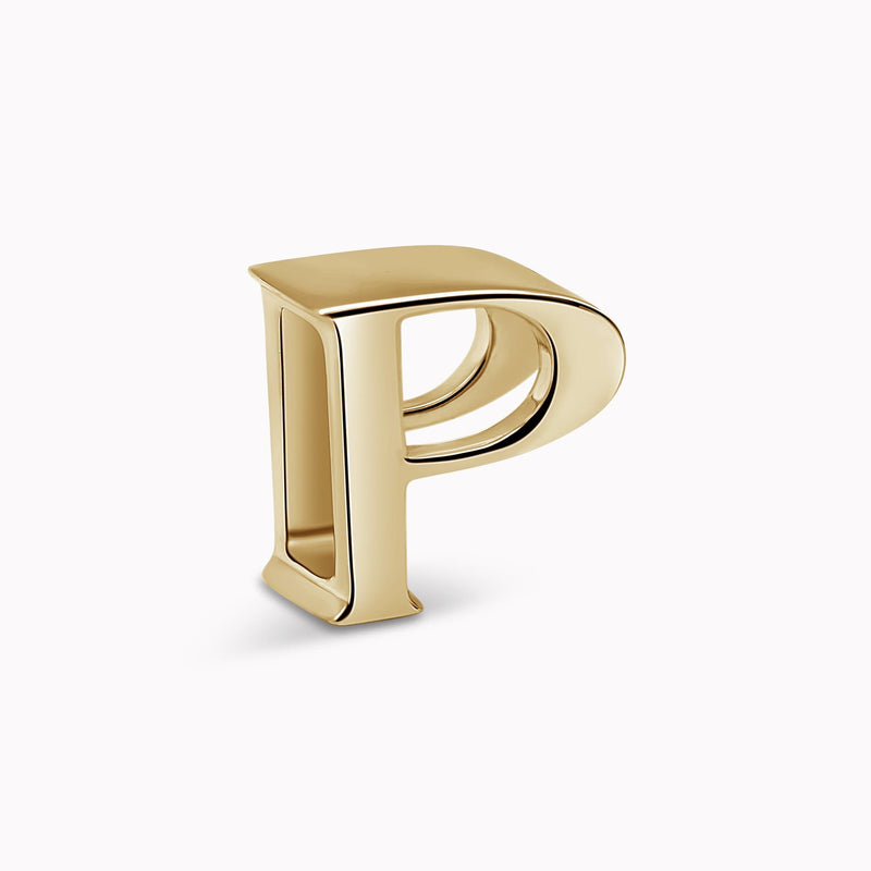 Alphabet Letter "P" Charm in Yellow Gold
