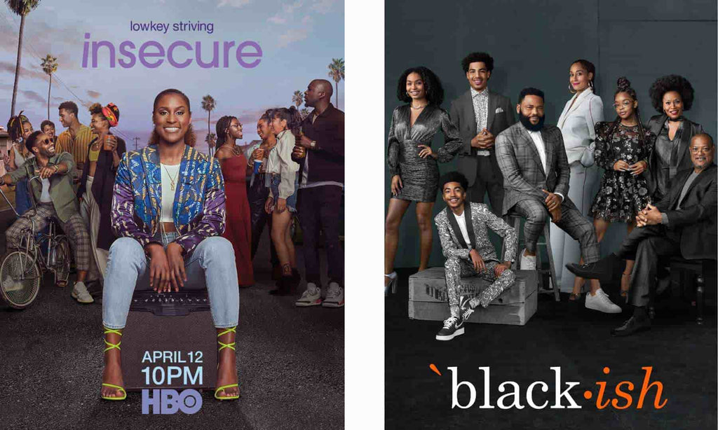 Casting des séries insecure et black-ish qui représentent des acteurs noirs aux cheveux afros frisés crépus naturels