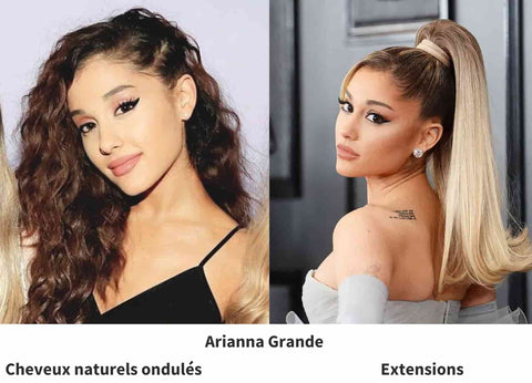 Arianna grande cheveux naturels bouclés ondules et cheveux avec extensions