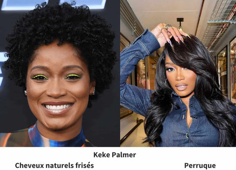 Keke palmer cheveux naturel et cheveux avec perruques