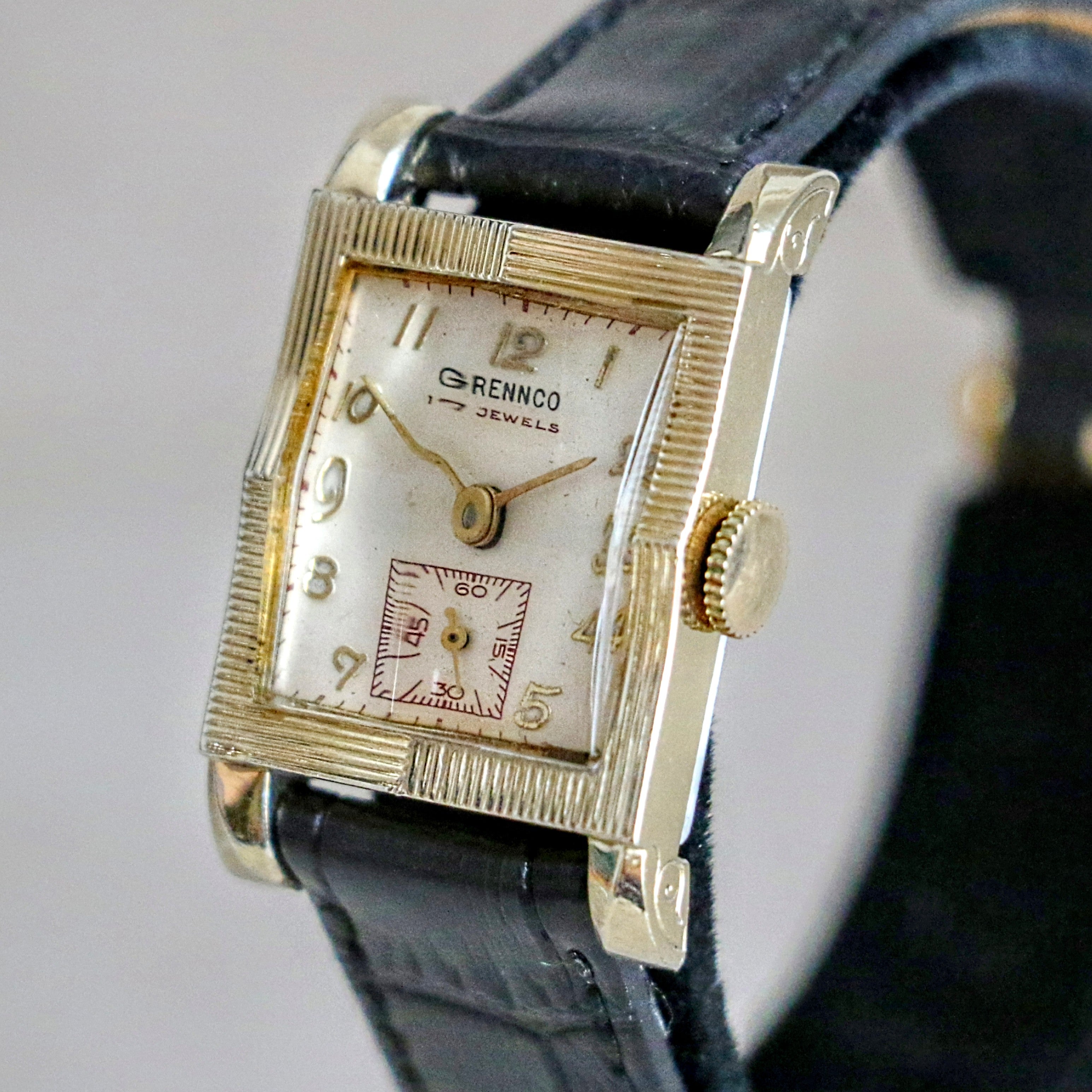 Vintage GRENNCO By AUREOLE Watch Fancy Case 17 Jewels Swiss Made Wrist ...