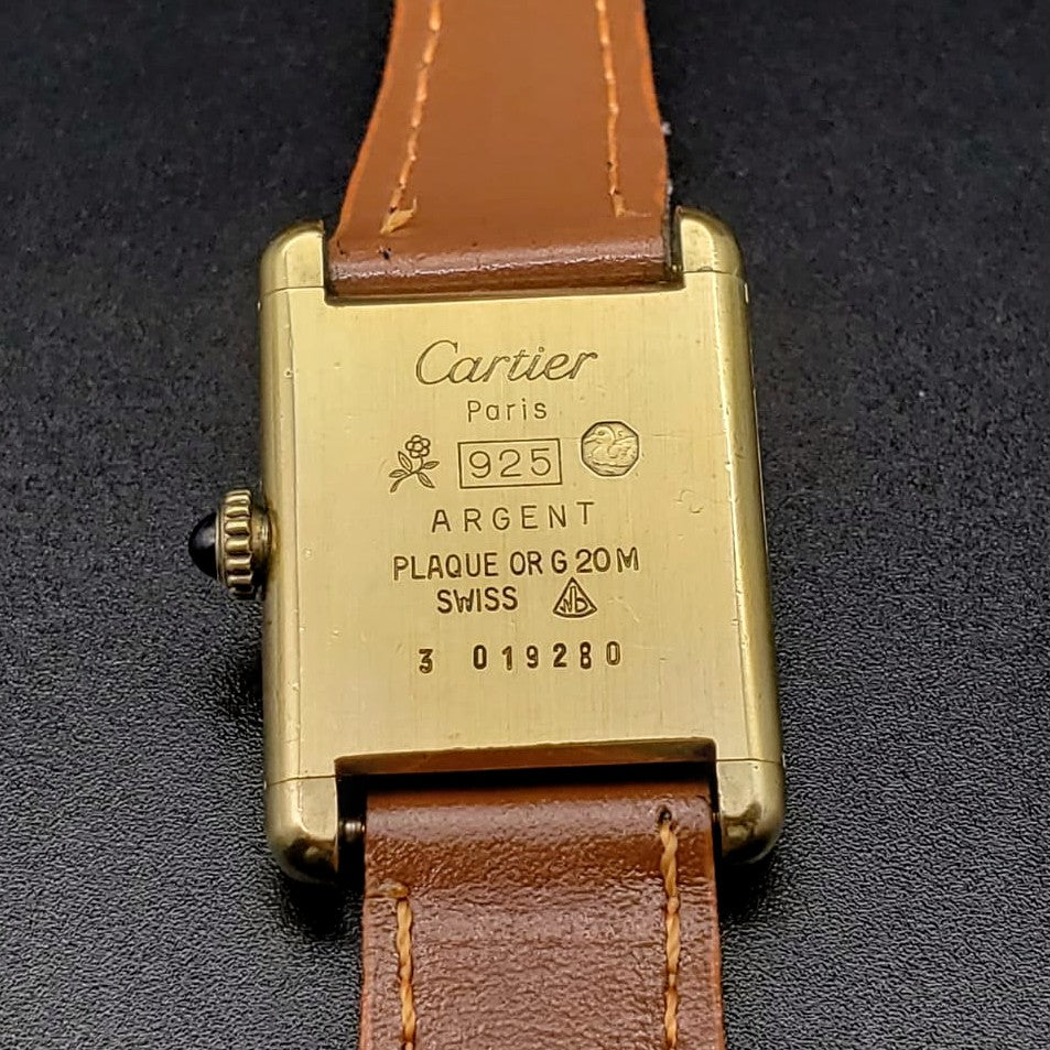 Vintage CARTIER Tank Wristwatch Swiss Caliber ETA 2512-1 17 Jewels Blu ...