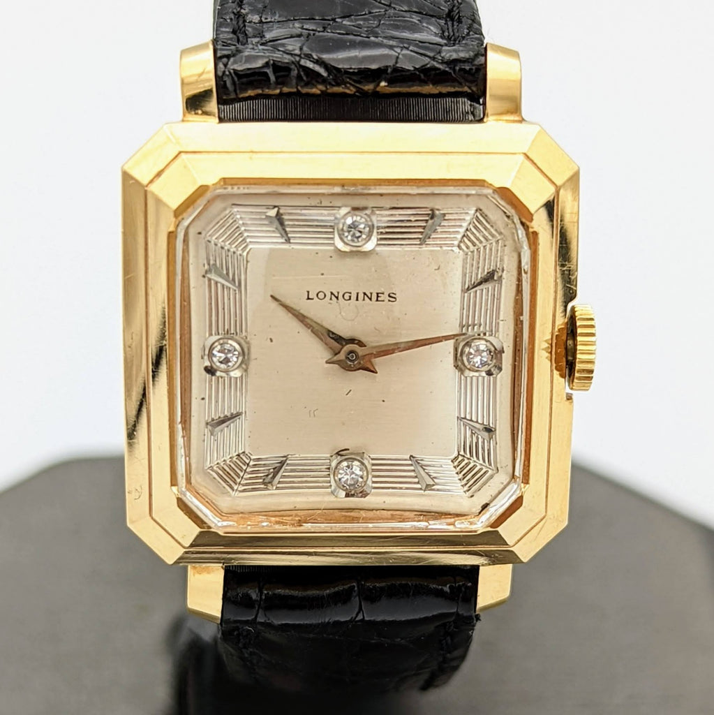 LONGINES President Garfield Watch Diamond Dial 14K GOLD Cal. 23Z Wrist ...