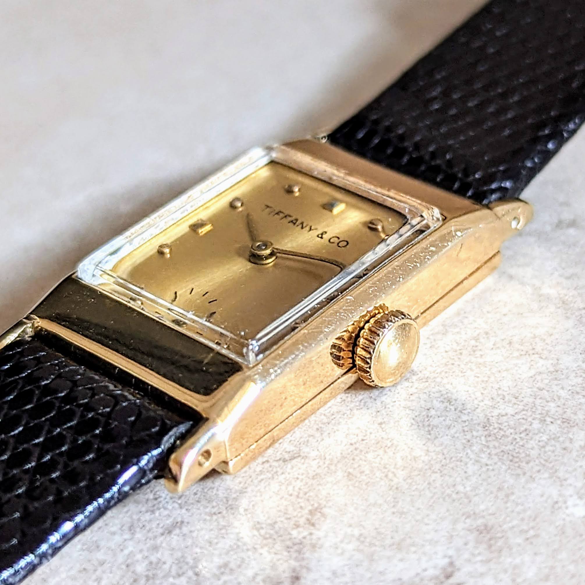 TIFFANY & Co. by CONCORD Watch 14K GOLD Tank Case Vintage Wristwatch ...