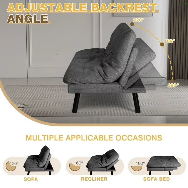 Homall Convertible Futon Sofa Bed Couch Upholstered Sleeper Sofa Angle Adjustable Lounge Sofa,Dark Gray