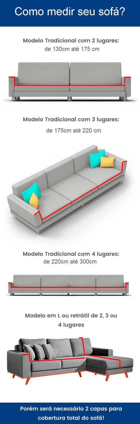 Medir linha vermelha capa sofá