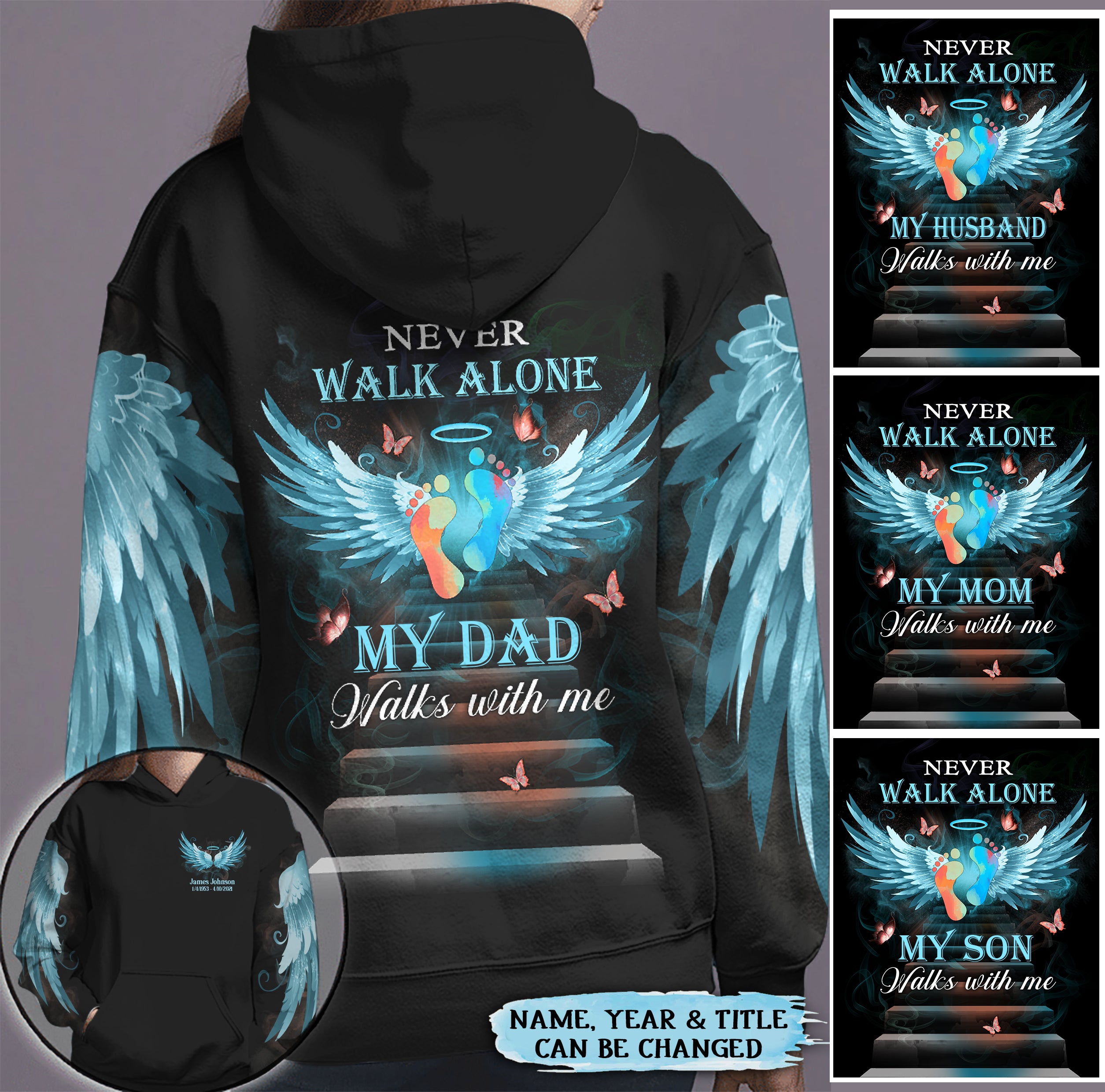 Never Walk Alone My Love Walks With Me Personalized All Over Print Ho Bluebird Printt