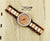 Red brown and beige wooden wrist watch