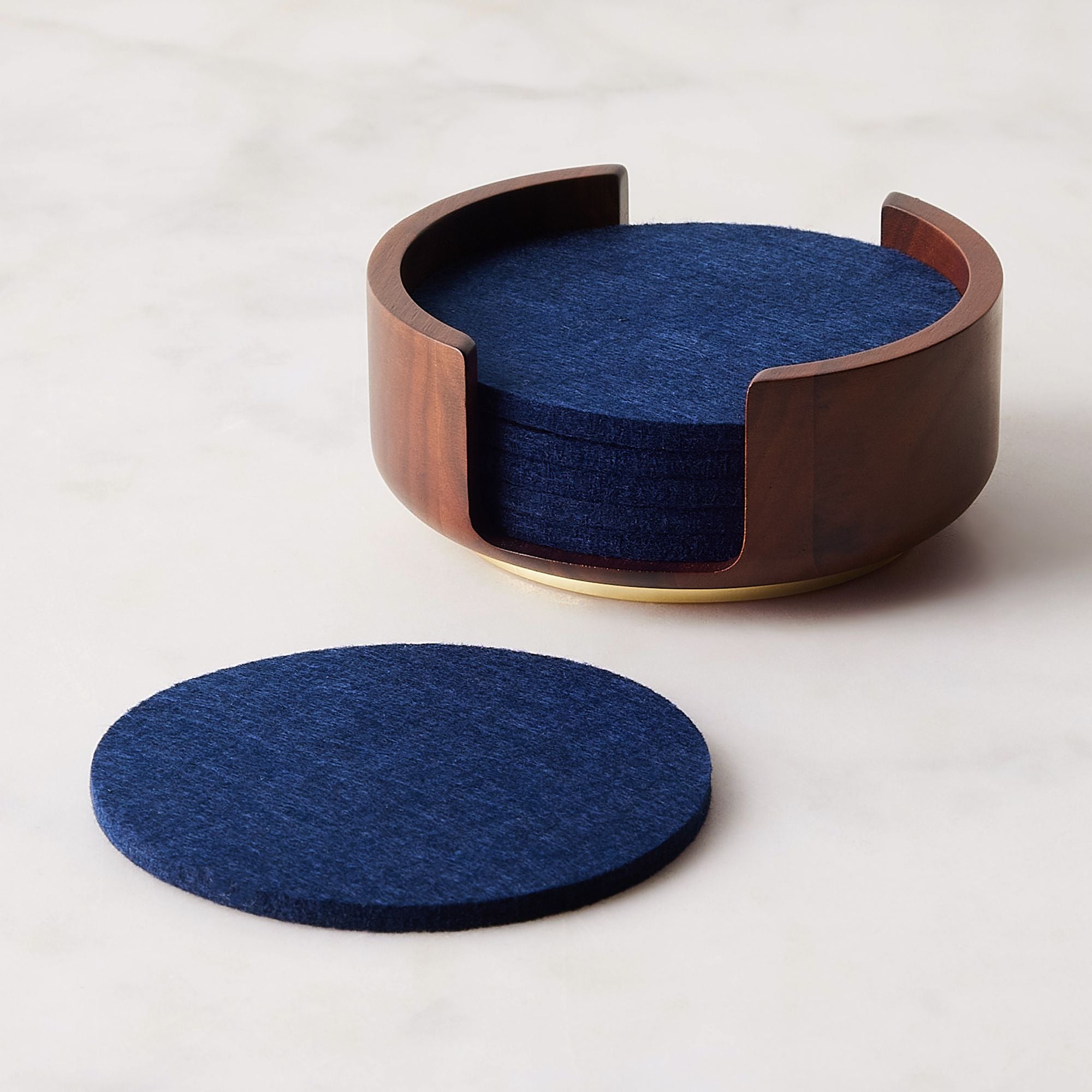 Thumbnail for Five Two Felt Coaster Set With Walnut Bottle Holder