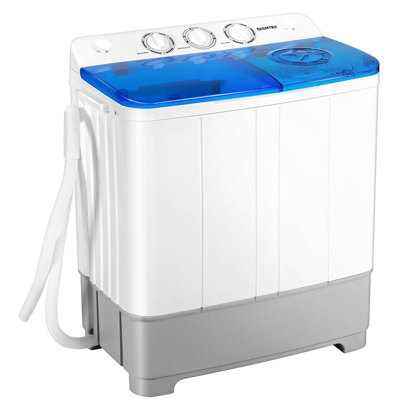 Compact Mini Twin Tub Washing Machine 2-in-1 Portable Laundry Washer Spin Dryer Combo 22LBS Capacity