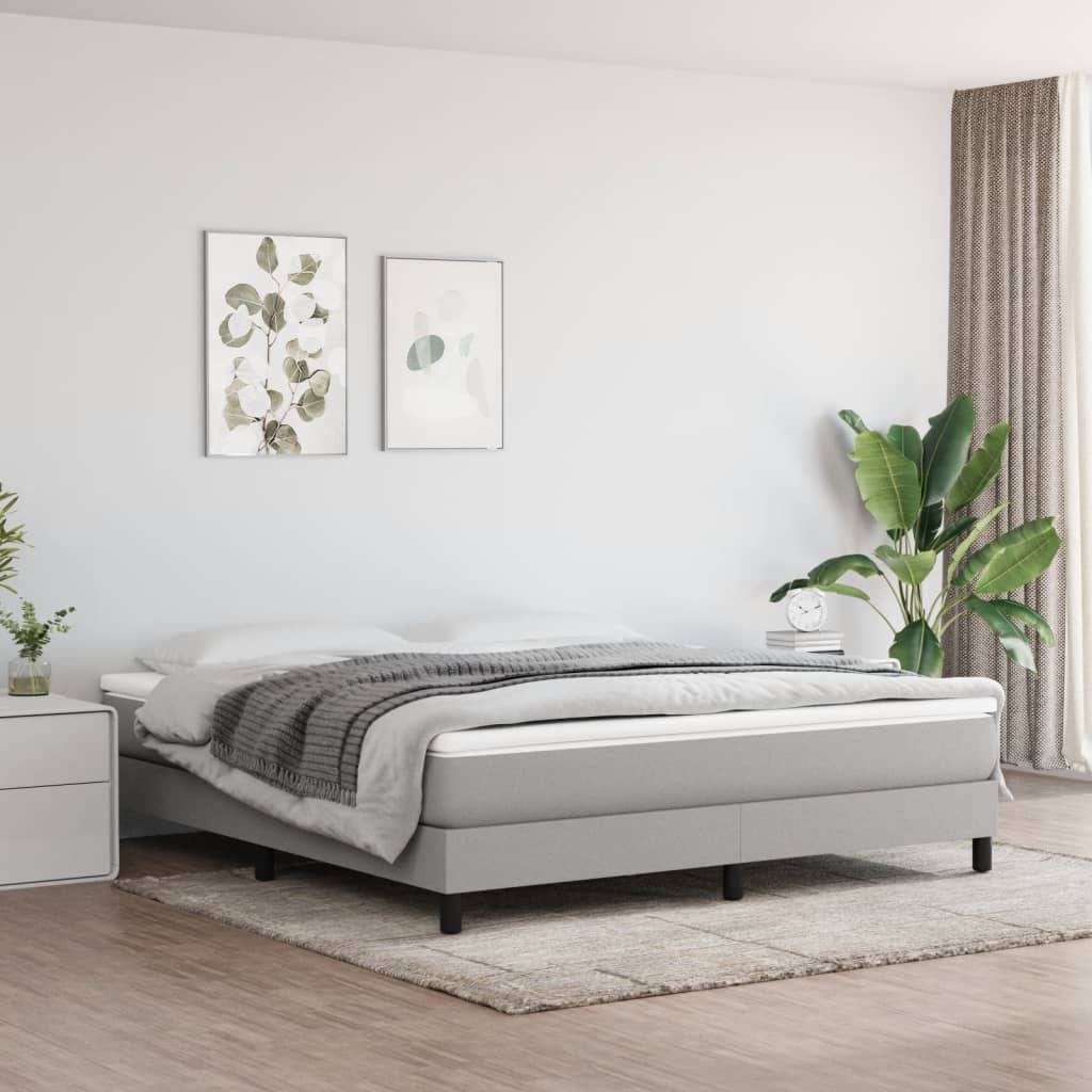 Box Spring Bed with Mattress Light Gray 72"x83.9" California King Fabric
