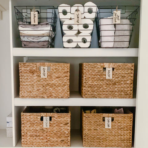 home organisation ideas, linen cupboard labels