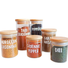 Load image into Gallery viewer, spice jar labels, spice containers with labels, custom spice labels, best font for your kitchen, jar labels, pantry label
