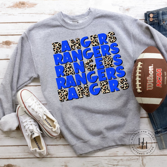 Rangers Leopard Custom Graphic T-Shirt Large / Royal Blue