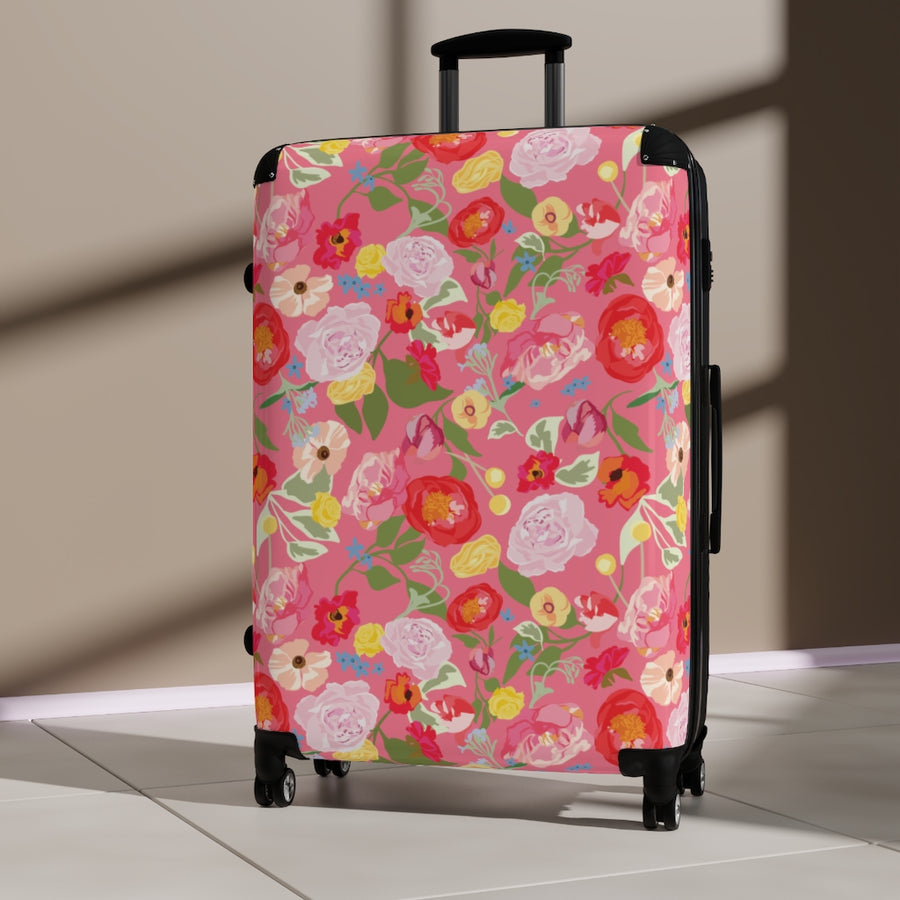 bright pink suitcase