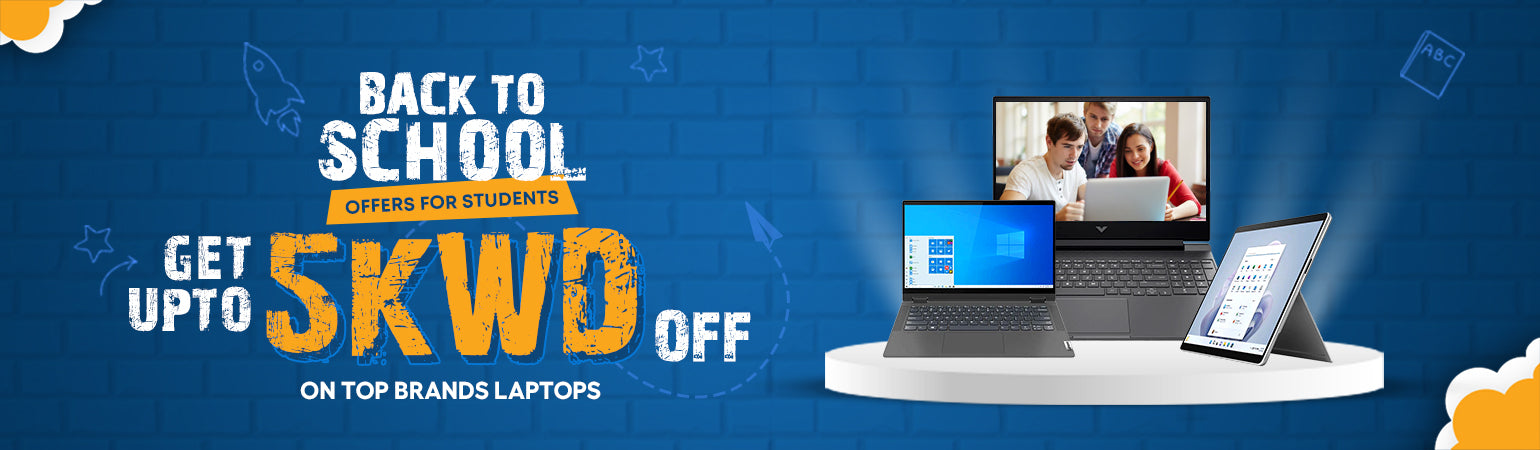 Back to School offers for Students - GET FLAT 5KWD OFF On Top Brands Laptops