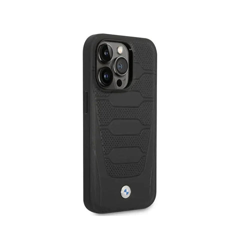 BMW Signature Collection iPhone 14 Pro Leather Coated Case - Black