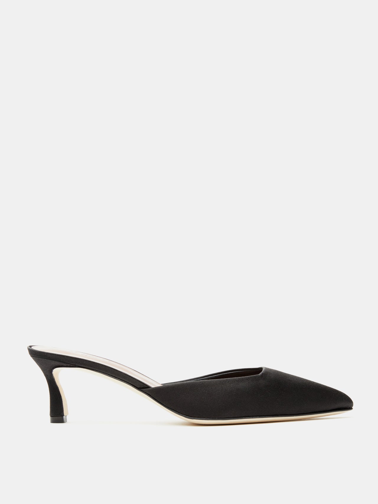 Kitten Heel Mule / Black Satin