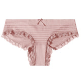 FINETOO Cotton Panties For Woman Sexy Lace Bow Briefs Women's Underpants Female Lingerie Big Size Ladies Briefs