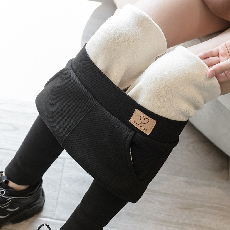 Pregant Cold-Resistant Leggings Women Fashion Casual Lamb Cashmere Leggins Mujer Pockets Plus Velvet Thickening Legging