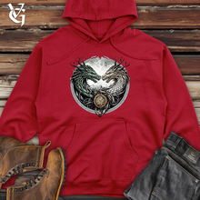 Load image into Gallery viewer, Horned Twin Dragons Midweight Hooded Sweatshirt
