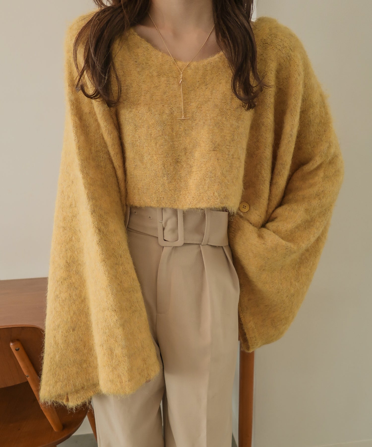 shaggy knit ensembleシャギーニットアンサンブル midealの+mec