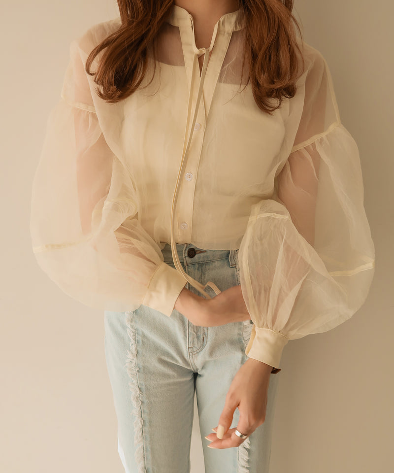 mideal sheer flare blouse シアーフレアブラウス ORN - シャツ ...