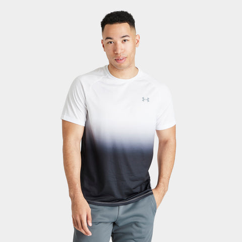 men's grey under armour fade tech workout t shirt