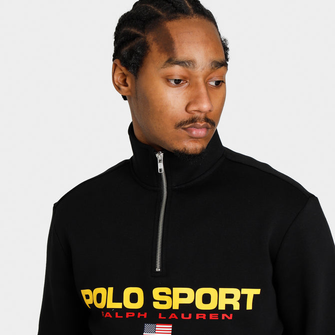 Polo Ralph Lauren Sport Quarter Zip Polo Black / Gold | JD Sports Canada