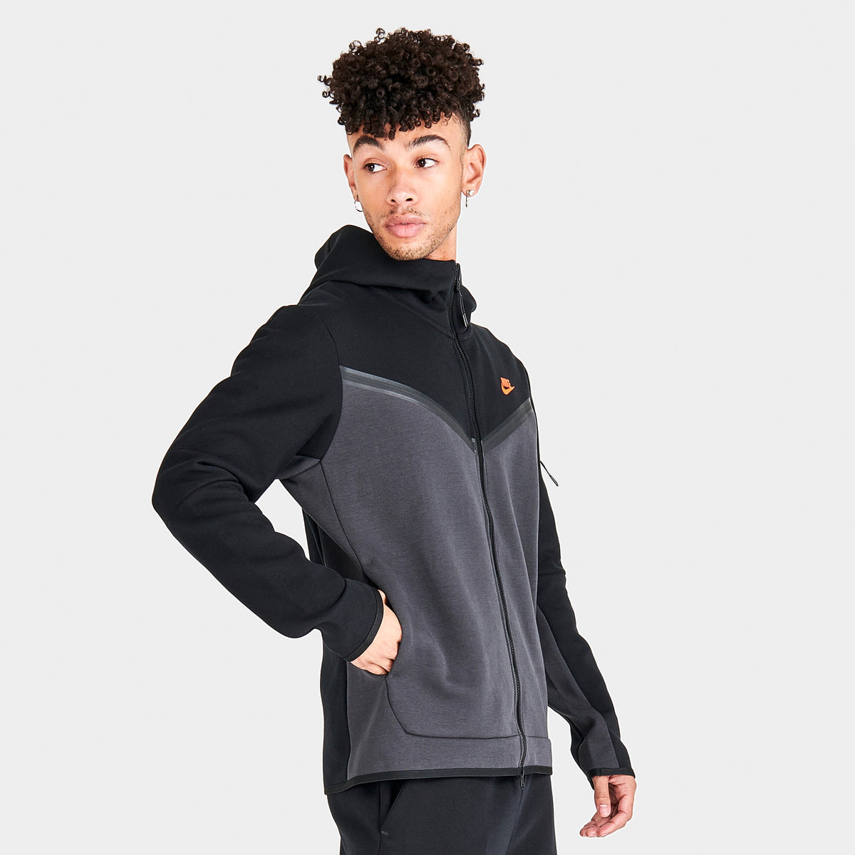 Nike Sportswear Tech Fleece Taped Full-Zip Hoodie Black Dark Smoke Grey ...