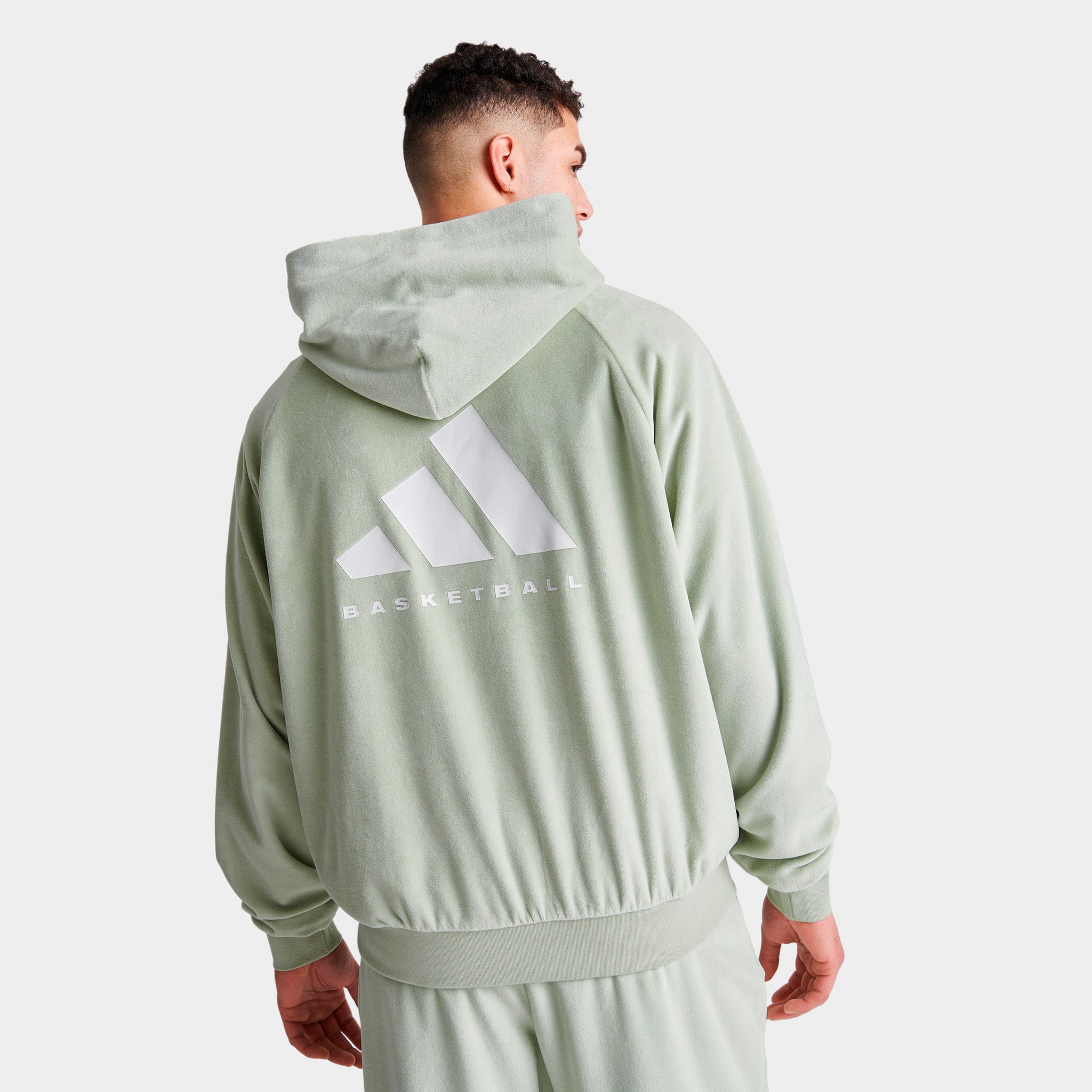 adidas Basketball Velour Pullover Hoodie / Halo Green