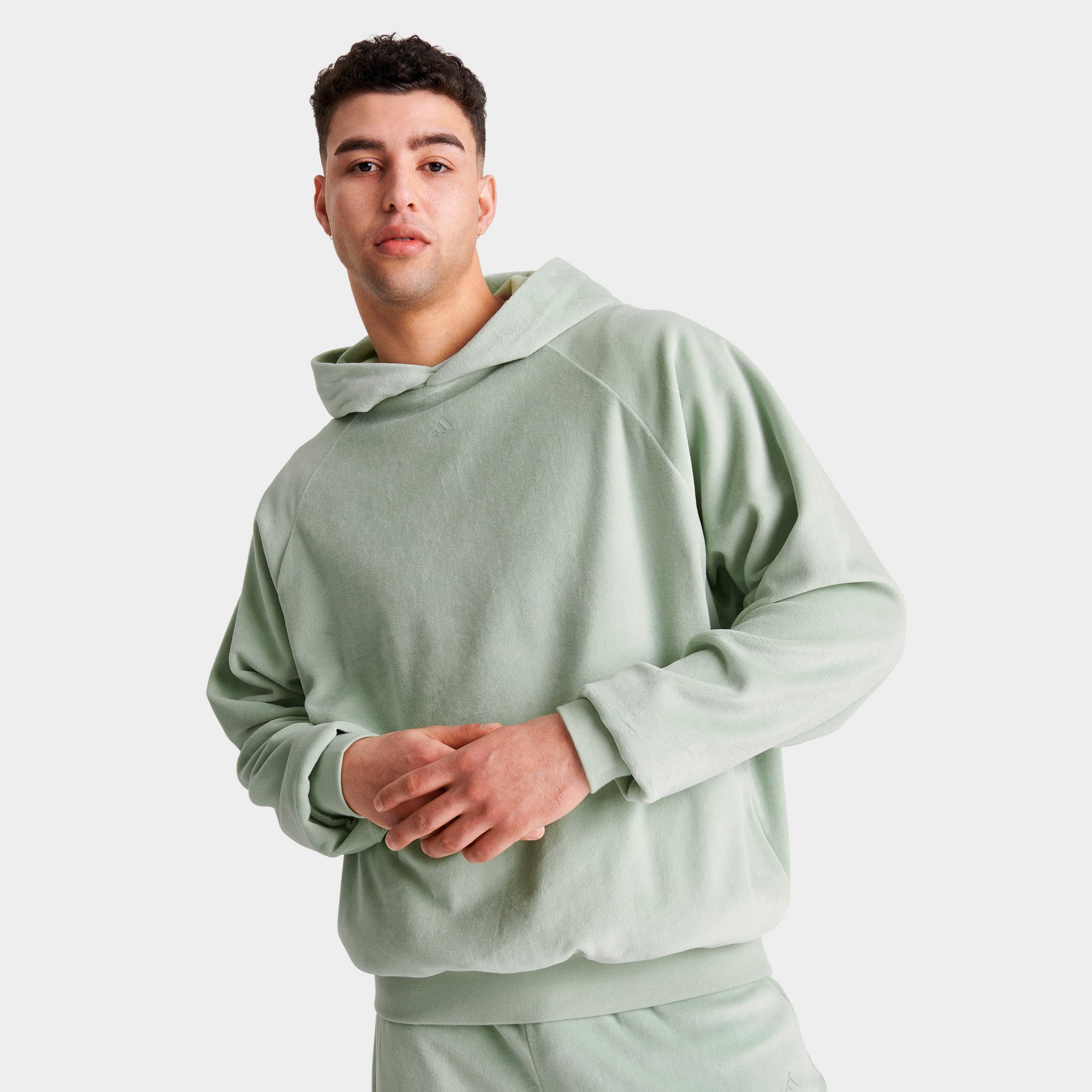 adidas Basketball Velour Pullover Hoodie / Halo Green