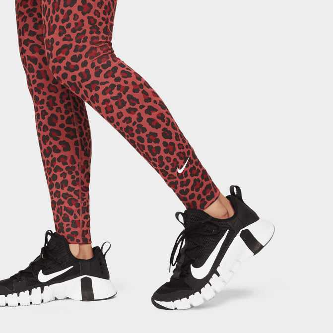 Nike Women's Dri-FIT One Mid-Rise Printed Leggings Pink / Black Leopar | JD Canada