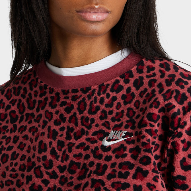 nike pink and red leopard fleece