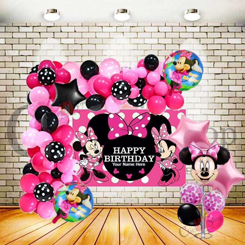 Deal Minnie Mouse Birthday Theme (With Customized Backdrop Banner) –  