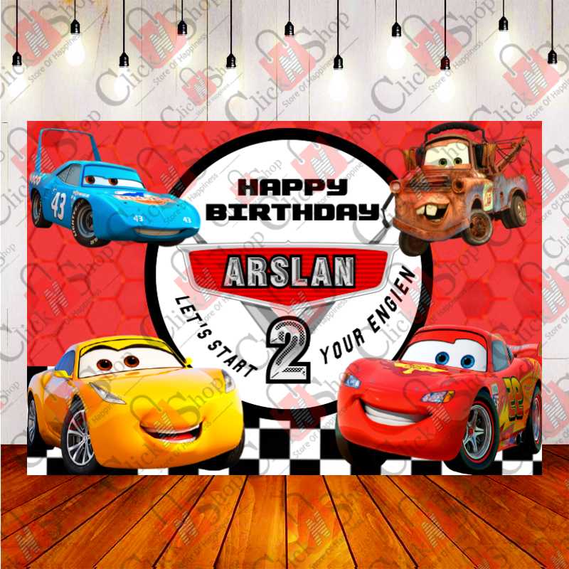 Customize Backdrop Cars Birthday Theme With Your Name (Design No 181) –  