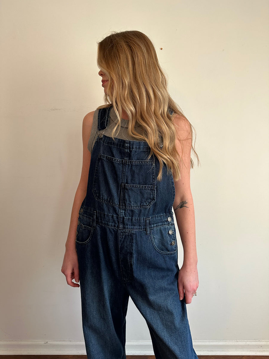 Free People Dark Denim Overalls– Clash