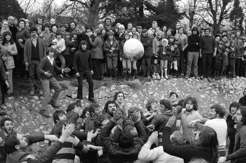 Black and White image from the Shrovetide Ashbourne football circa 1970's