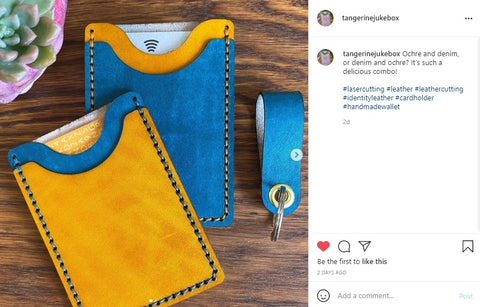 Blue and Yellow dyed leather cases