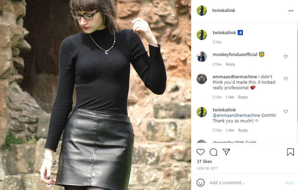 Black lambskin nappa leather skirt by Angela Holland