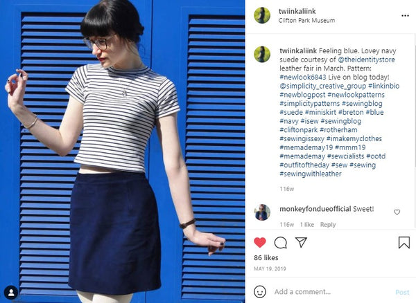 Navy Blue Suede Skirt by Angela Holland @twinkalink