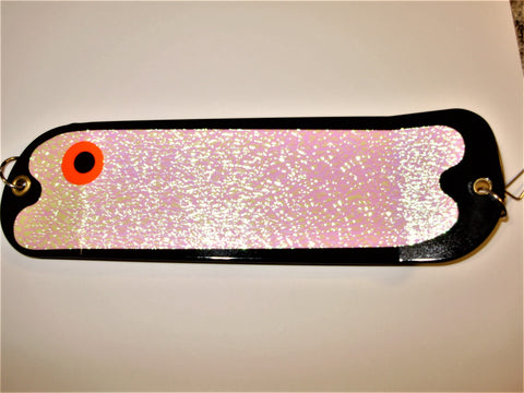 8 1/2 Custom Dual Fin Black Flasher DOUBLE CRUSHED GLOW – Fishing