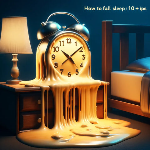 Horloge fondante sur table de nuit dans une chambre sombre, symbolisant des astuces pour se rendormir.