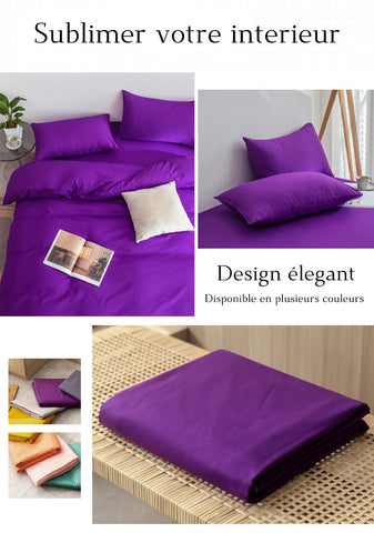 housse de couette coton égyptien mauve