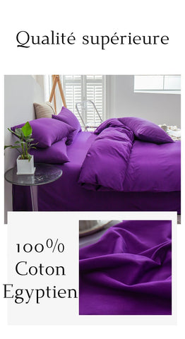 housse de couette coton égyptien mauve