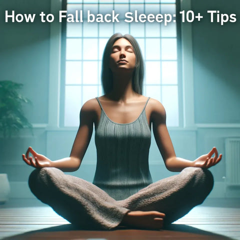 Une femme pratiquant la méditation pour se rendormir, assise les jambes croisées dans une chambre paisible, illustrant des techniques efficaces pour retrouver le sommeil.