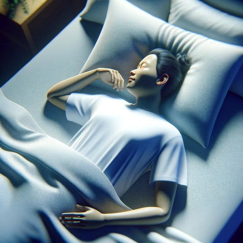 Photo réaliste de sommeil paisible, personne dormant sur le dos avec oreiller, chambre tranquille et confortable